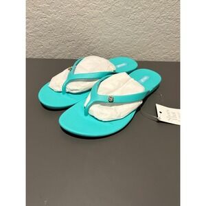NWT Oka-B Women's Sandals Size 8 – Teal Flip Flops w/ Single Rhinestone